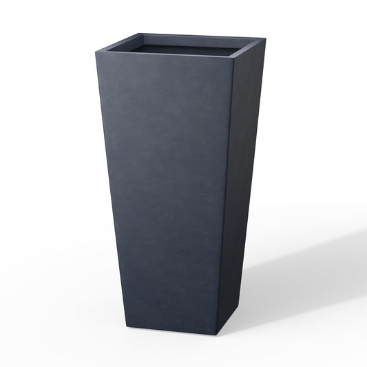 Kante 28 Inch Tall Tapered Concrete Planter, Modern Style Large Plant Pot with Drainage Hole and Rubber Plug for Patio, Backyard, Porch, Suitable for Indoor Outdoor Plants, Charcoal
