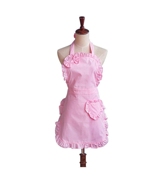Love Potato Cute Girls Bowknot Lady's Kitchen Restaurant Women's Cake Apron Fashion Funny Aprons for Christmas Gift (Pink)
