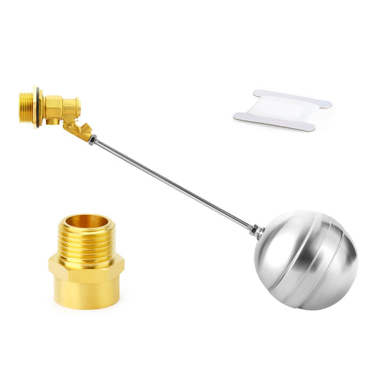 GASHER 1PCS 1" 304 Stainless Steel Float Ball Valve with 1"G Female x 1"NPT Male Adapter, DN25 Adjustable Water Tank Float Ball Valve for Stock Tank Pool Water Level Control