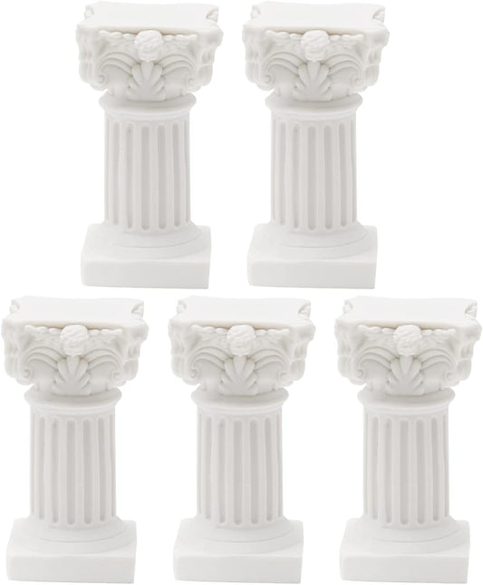 Saihisday Mini Roman Pillar Greek Columns - 5Pcs Resin Christmas Decorations | Elegant Wedding Table Ornaments, 1.18" x 1.18" x 2.56" (White)