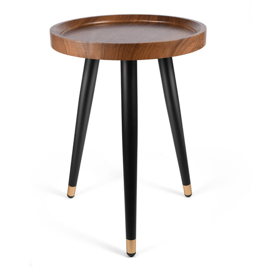 KGPLOME Plant Stand Indoor,Mid Century Walnut Wood Plant Table, Heavy Duty Metal Tall Flower Pot Stand,Modern Round Small Side End Table with Raised Design(12"x17") (2, 12 x 17 in)
