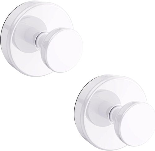 Bntuk Suction Cup Hooks - Removable Bathroom Towel Hooks for Shower & Glass Door | 2 Pack, White