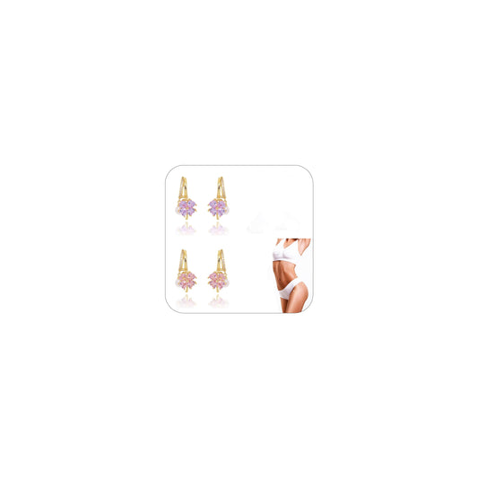 3 Pairs Lymphvity Therapy Germanium Earrings Lymphatic Drainage Earrings Acupuncture Earrings for Women Rhinestone Flower Hoop Earrings(A)