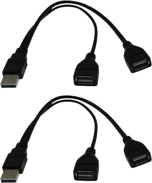 YTgilo 2PCS 30CM USB One to Two Car Splitter Female Adapter Cable Charging Data Extension Cable Y Splitter Hub Power
