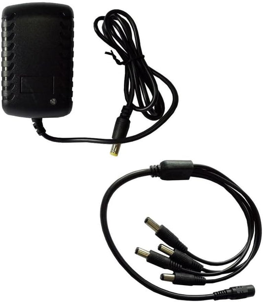 Yuarisx AC100-240V 12V 2A 24W 4 Security Camera Power Supply Adapter to DC Converter Transformer with Port Power