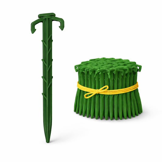 Made in U.S.A. Heavy Duty 6 inch Garden Stakes - Stronger Holding Power vs Metal Landscape Stakes Biodegradable Over Time (No More Rusting Metal) (6 inch, 500, Stakes)