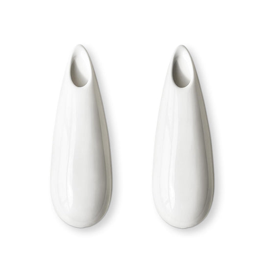2 Pack White Ceramic Wall Vases,7.9 Inch Wall Hanging Plant Holder,Cubicle Modern Decor Plant Holder Vase for Indoor Plants, Hanging Propagation Flower Pots for Air Vases