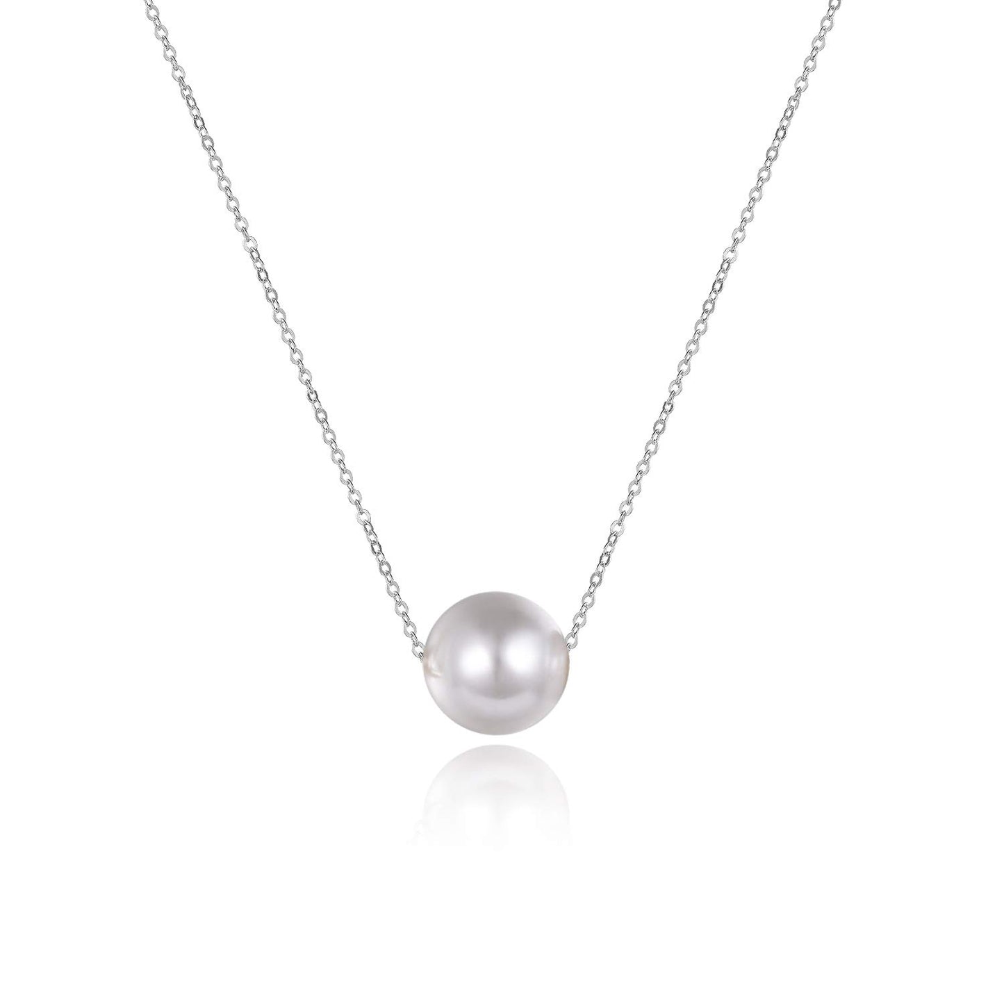 POPLYKE AAAA Single Pearl Choker Sterling Silver Necklace for Women 7-8mm Freshwater Cultured Pearls Wedding Bridesmaids Anniversary 14 16 18 inch (silver-single pearl necklace 18‘’)