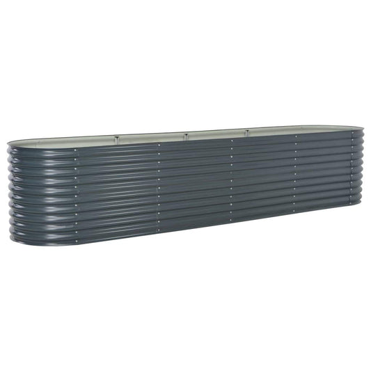 Homgoday Garden Raised Bed, Metal Raised Garden Bed, Hexagon Garden Planter Box, Outdoor Vegetable Fruit Flower Herb Growing Box 400x80x81 cm Galvanised Steel Grey