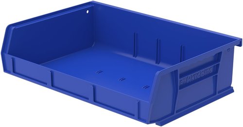 Akro-Mils Plastic Storage Bins - Stacking & Hanging Design, 8 Pack, 7-3/8" x 11" x 3", Blue
