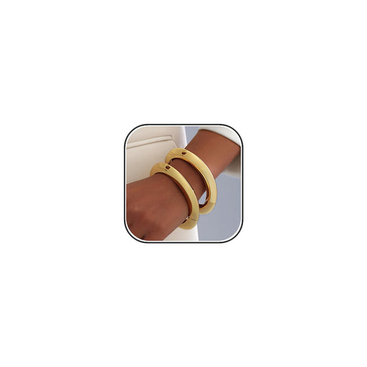 AYWFCBF 2pcs Gold Bangle Bracelets for Women, Trendy Hinged Cuff Open Wide Chunky Gold Bracelet Stack Arm Cuff Jewelry for Women