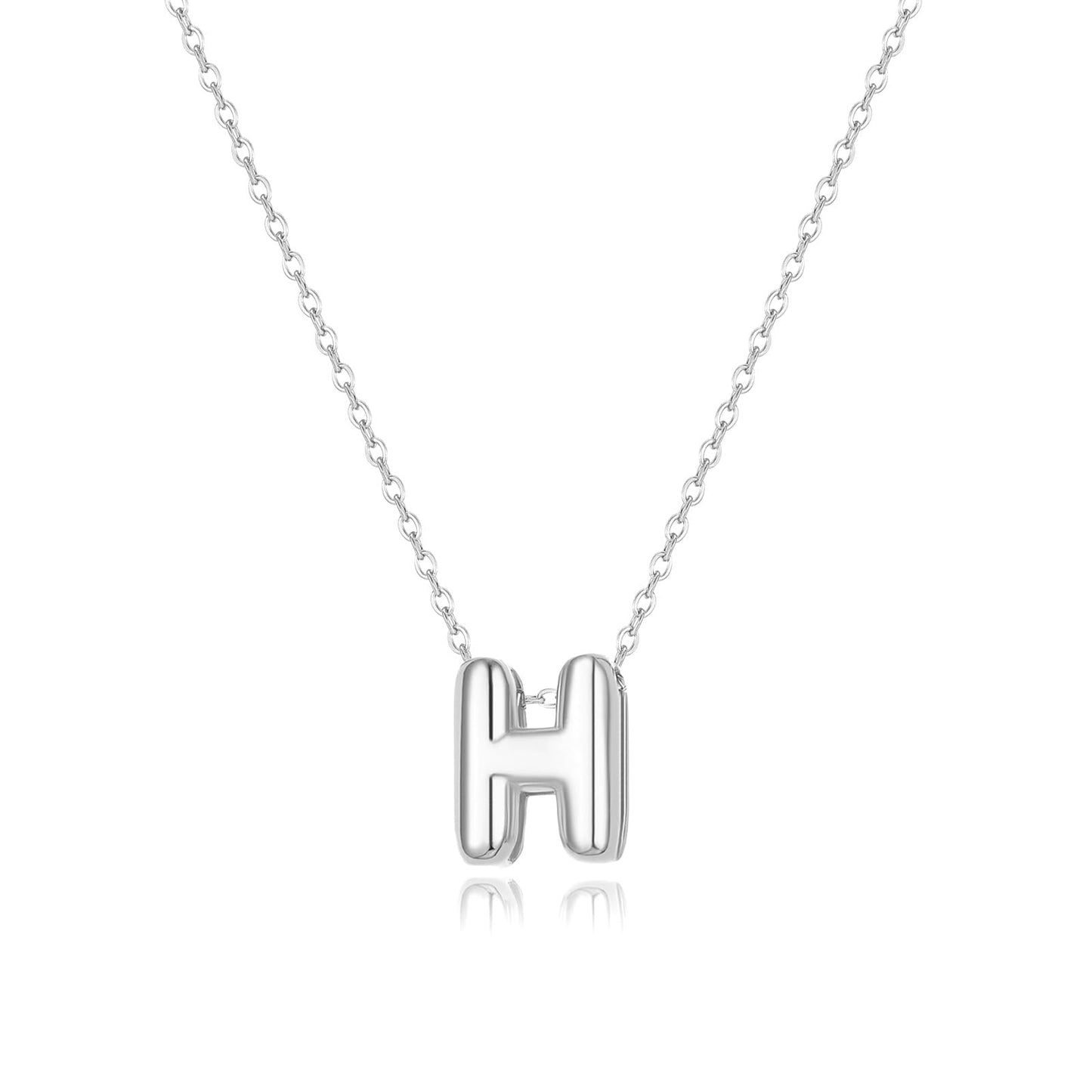 CUEZIY Bubble Silver Letter Necklace Initial Necklaces for Women Dainty Personalized Charm Pendant Name Necklace Cute Non Tarnish Fashion Accessories Teen Gift Trendy Stuff Silver Jewelry Gifts
