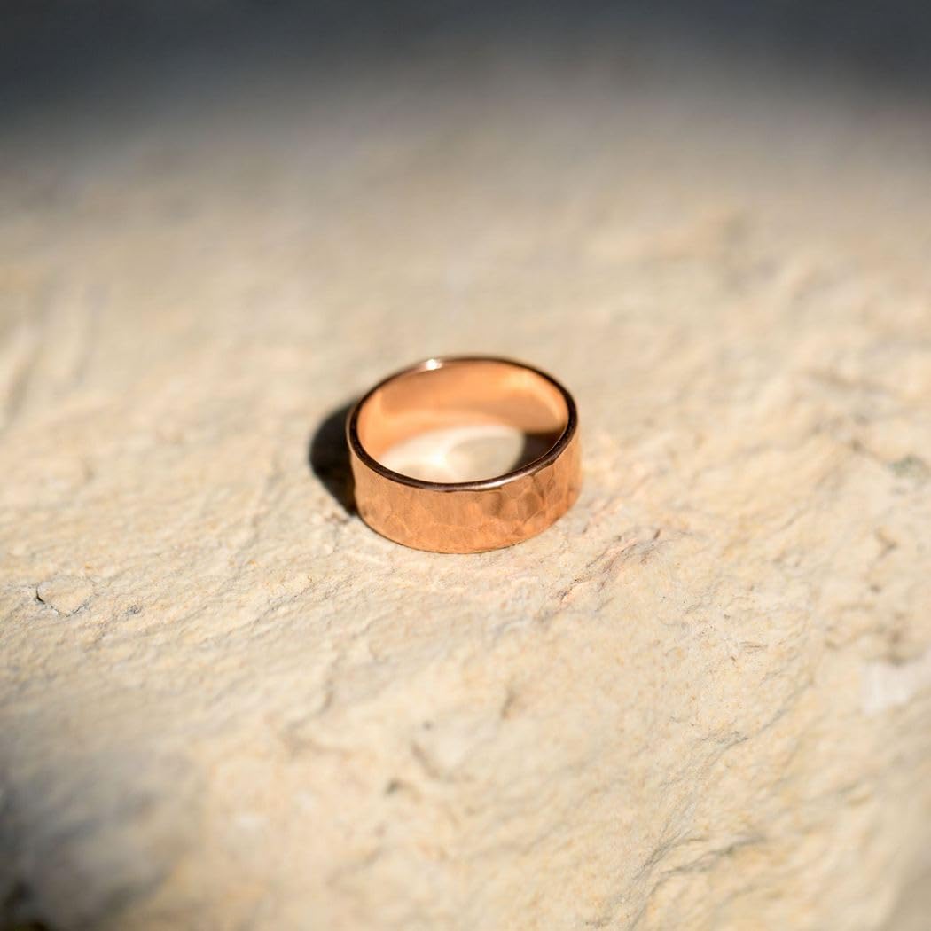 JewelryWeb 8mm Solid Copper Hammered Ring Size 6 Band Style-Ring for Women
