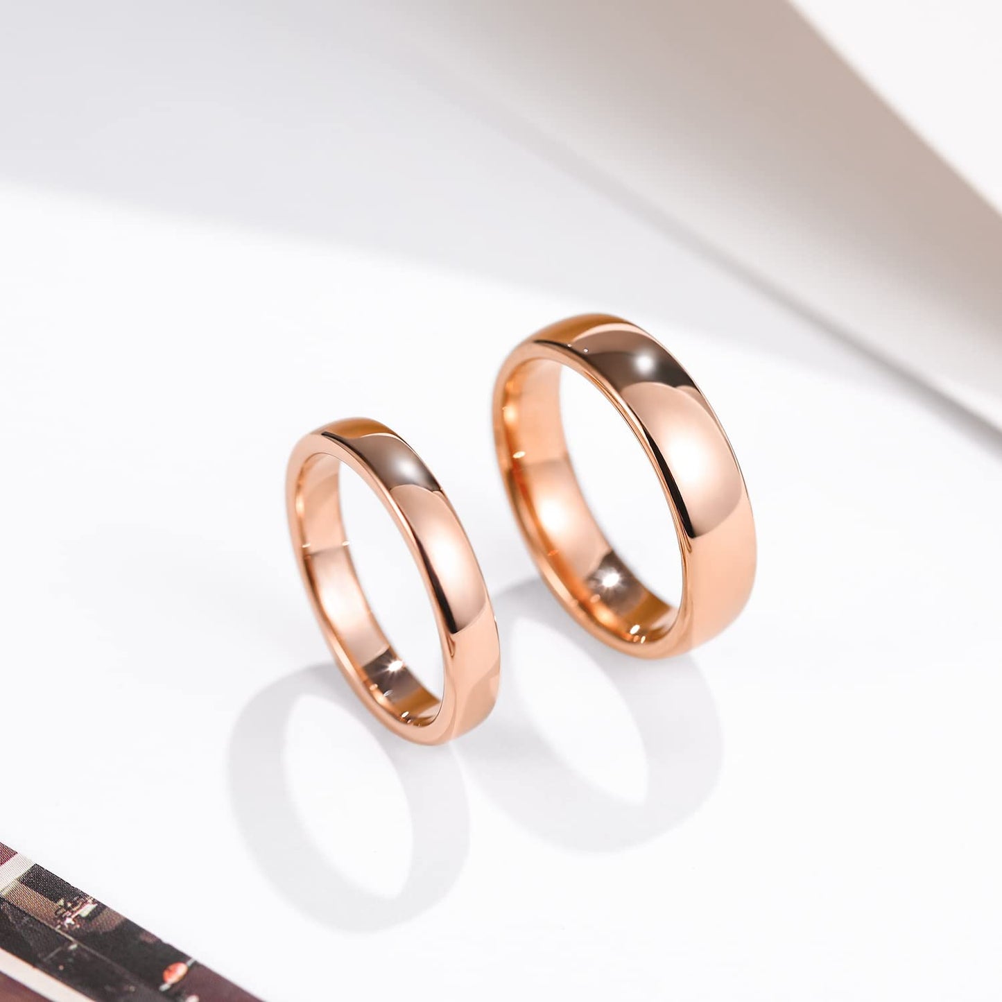 Greenpod 4mm Tungsten Rings for Women High Polished Plain Dome Rose Gold Plated Classic Wedding Band Comfort Fit Size 6