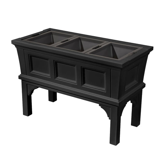 Step2 Atherton Raised Planter Box, Large Planters for Outdoor Plants, Gardening and Flower Pot for Patio or Porch, Easy Drainage, Durable Plastic, Onyx Black