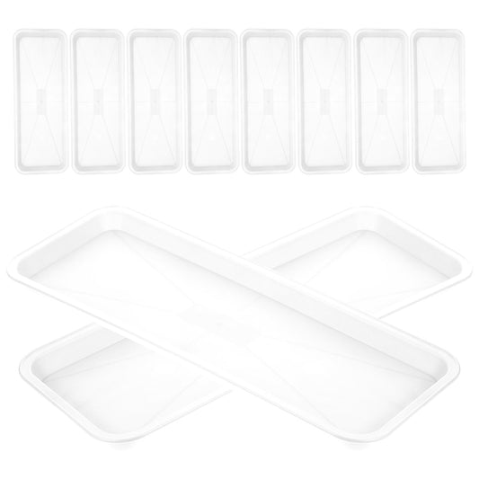 Yardwe 10Pcs Rectangular Plant Tray, Plastic Flower Pot Saucer, Reusable Bonsai Pot Tray, Ideal for Indoor and Outdoor Plants, Prevents Overwatering, Easy to Clean, 15.66 X 5.90 Inch, White