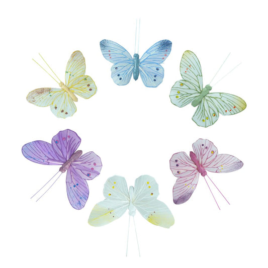 12PCS Feather 3D Butterfly Wall Stickers Pastel Colored Pink Purple Blue Yellow Green White Butterflies Decals for Nursery Girls Bedroom Butterfly Birthday Party Cake Wedding Baby Shower Decorations