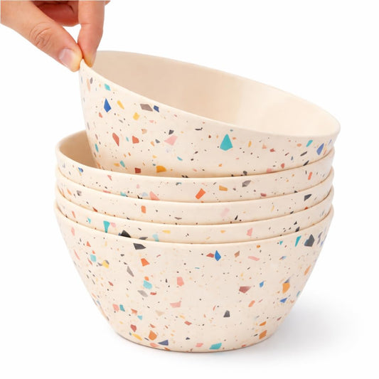 ilohaus Bamboo Bowl Set of 4 – 6-Inch, 20 oz Deep Cereal & Snack Bowls for Kids and Toddlers – BPA-Free, Dishwasher Safe, Lightweight Alternative to Plastic or Ceramic