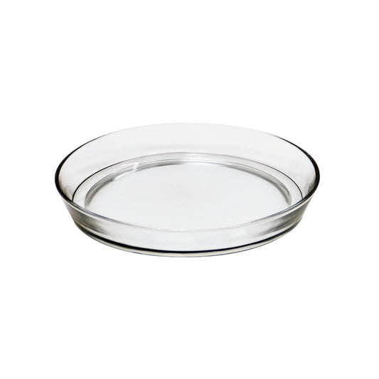 Oakestry 9" Clear Glass Plant Tray Saucer with High Rim, Multi-Purpose Plate for Houseplants, Terrariums, Serving, Centerpieces & DIY Décor