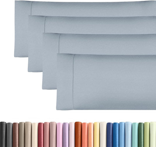 Skiennix Body Pillowcases Set of 4 | Soft, Breathable 20x54 Long Pillow Covers - Fade-Free & Machine Washable (Heathered Blue)