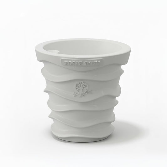 Posie Pot Medium Wave Self Watering Planter for Indoor Plants - 5x5 Inch Patented Pot with 10X Water Reservoir - Modern 3D Printed Desk Planter - Root Rot Free - Eco Friendly, Made in USA, White