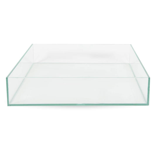 Clear Floral Glass Square Planter 3" H x 14" W x 14" L - Vase Vision Glass Pot