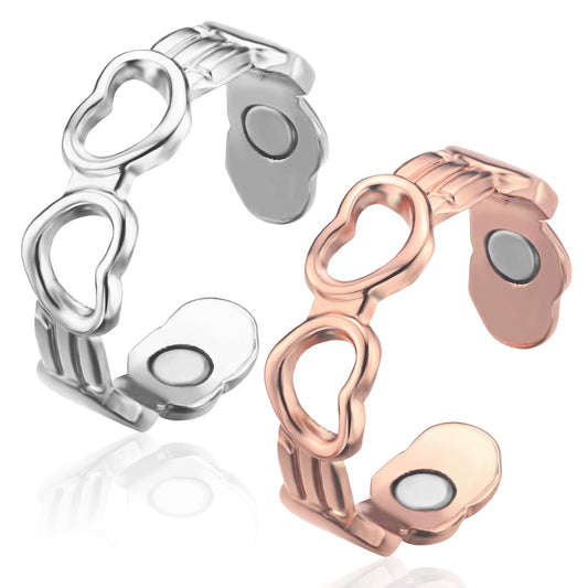 BioMag Copper Rings for Women, 99.99% Pure Copper Magnetic Lymphatic Drainage Rings Thumb Rings with Magnets, Adjustable Jewelry Gift with Box