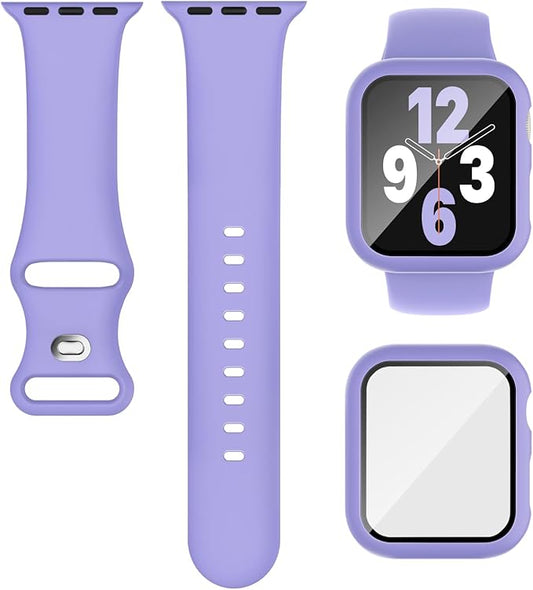 Compatible for Apple Watch Series 11 10 Band 42mm and Case with Screen Protector, Soft Silicone Sport Strap Bands and Protective Cover with Tempered Glass for iWatch Series 11 10