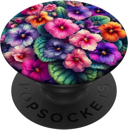 African Violet Flower Decor African Violets House Plants Indoor Flower Garden Art Design PopSockets Standard PopGrip