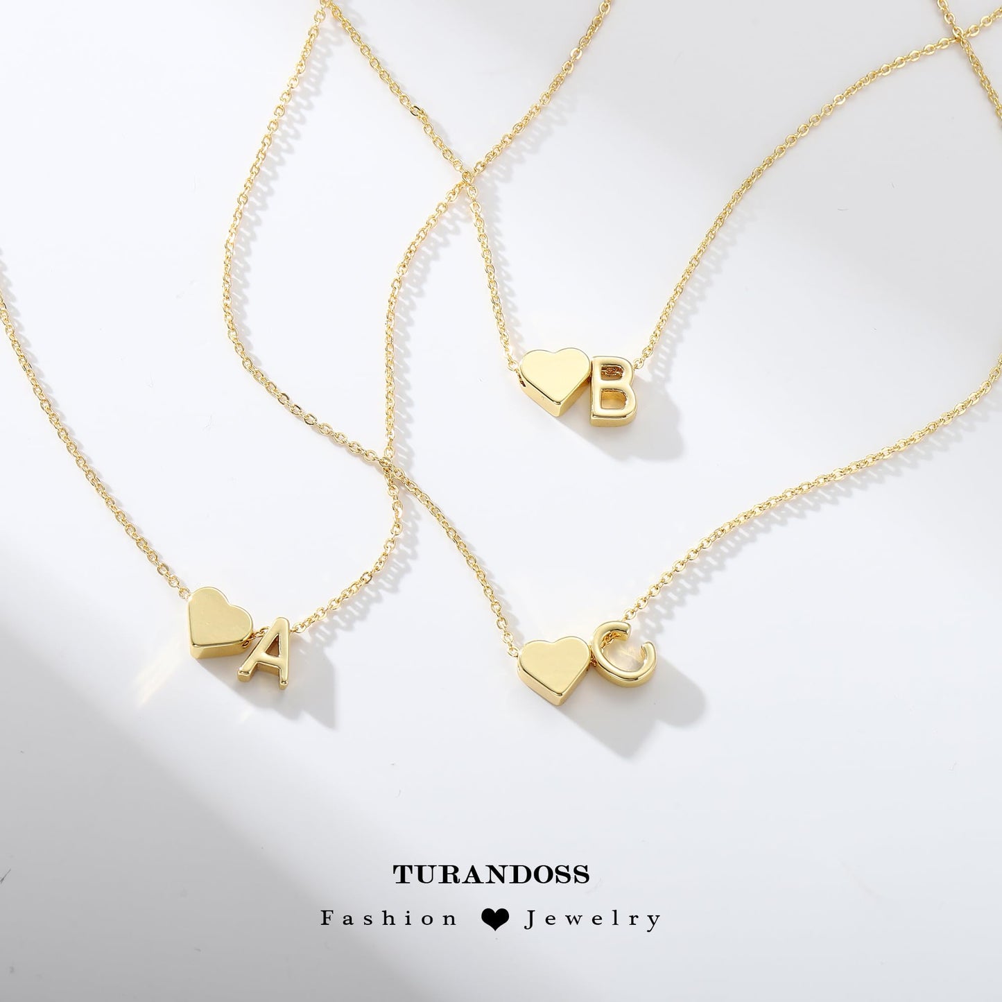 Turandoss Heart Initial Necklaces for Women Trendy, Dainty X Heart Tiny Initial Necklaces Letter Jewelry for Women