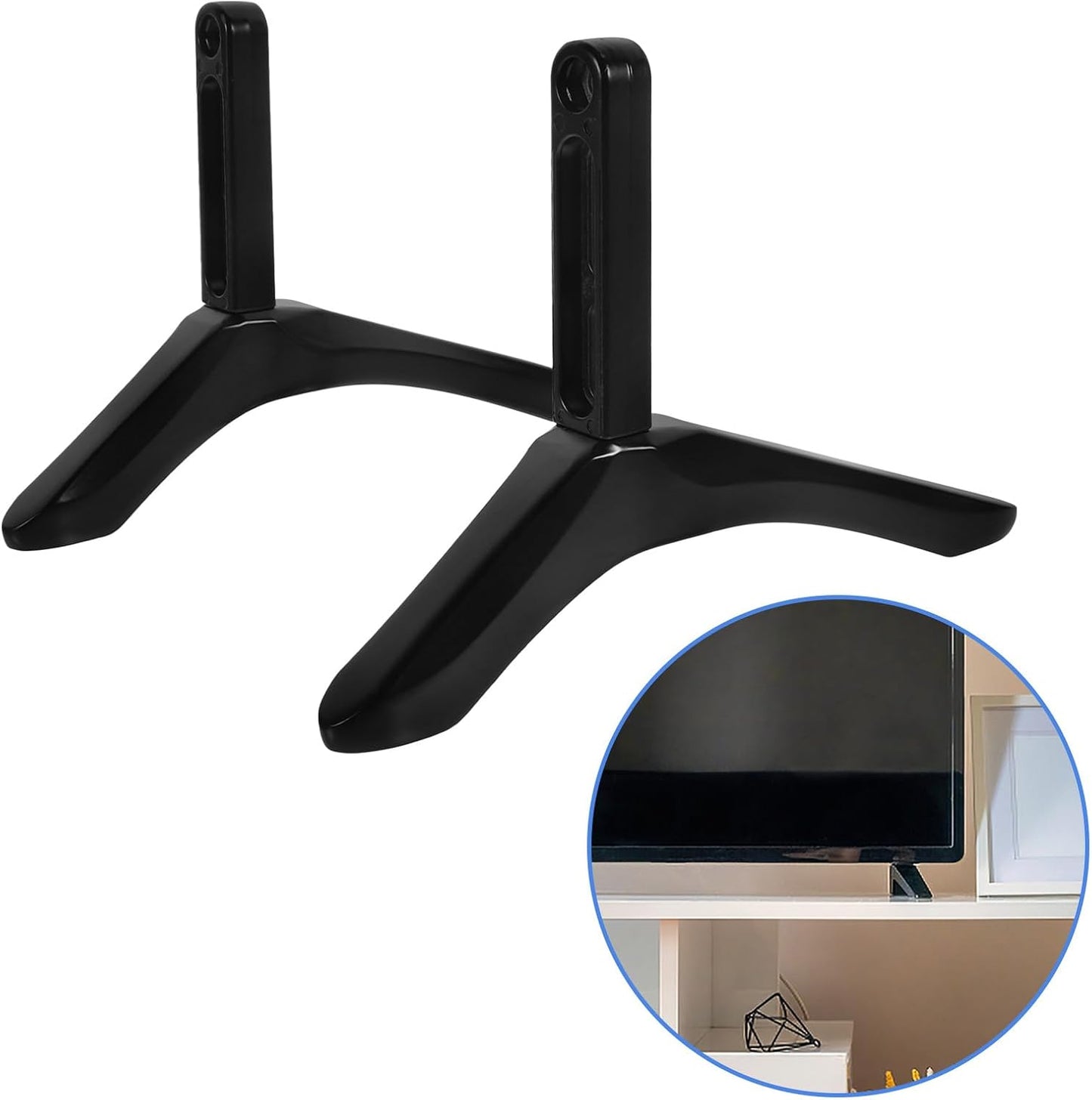 FRCOLOR Tv Support Bracket and Base Stand with Screws Black Desktop Tv Holder Pedestal Feet for Living Room and Office