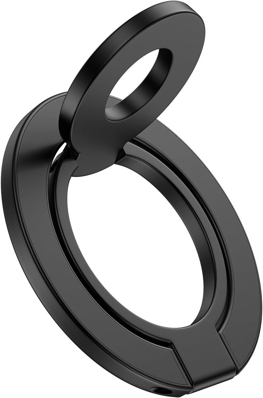 17e 17 Phone Ring Holder Grip with Dual-Side Magnets, Universal Magnetic Kickstand Stand, Wireless Charging Friendly
