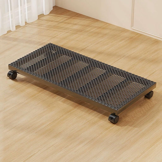 YCKEGEW Rectangle Metal Plant Pot Stand Feet,Flower Dolly Movable Wheels Rolling Stand Trolley Planter Caddy with Lockable Caster,for Large Plant Mobile(Black,A-50x24cm)