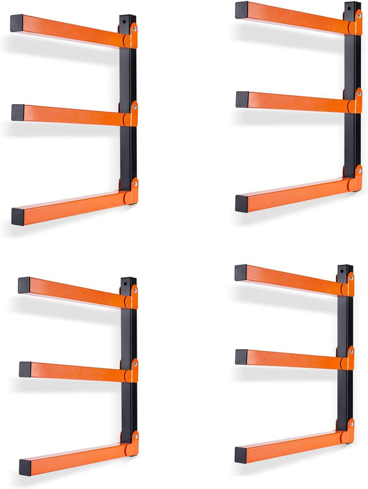 Ultrawall Wall Mount Wood Organizer - 3-Level Metal Rack for Indoor & Outdoor Storage | 4 Pack