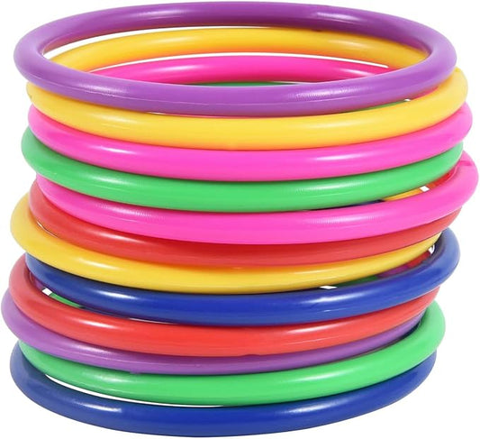 OBTANIM 12 Pcs Plastic 3 Inch Ring Toss Game for Kids and Outdoor Toss Rings for Speed and Agility Practice Game, Random Colors
