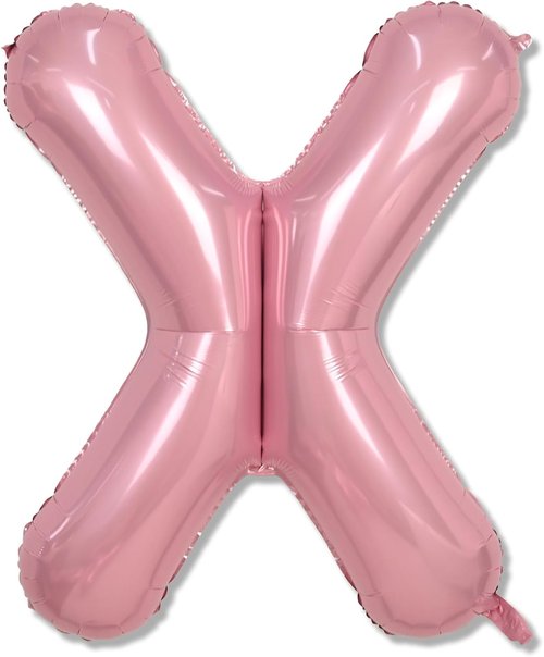 40" Giant Pastel Pink Letter X Balloon - Mylar Foil Alphabet X for Girls' Birthday Party Decorations