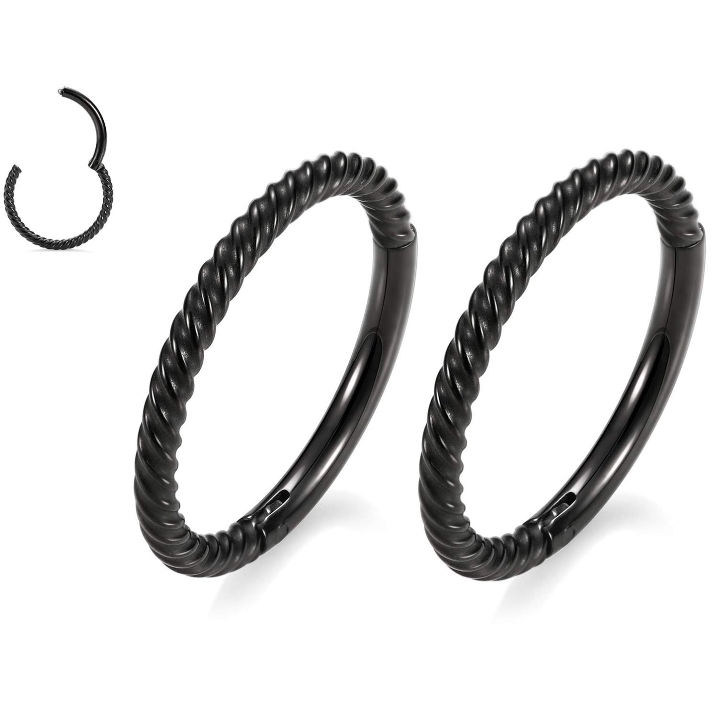 Nose Rings - 18 Gauge Hoop Earrings for Women - Black 8mm Septum Jewelry - Surgical Steel Septum Clicker