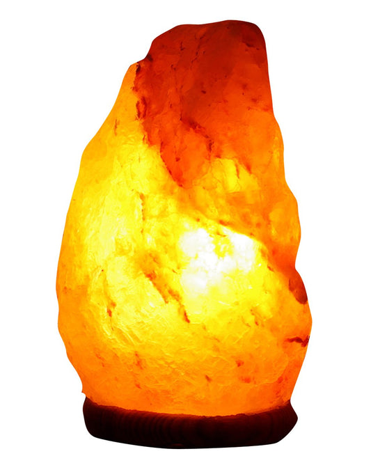 9-11lbs Natural Himalayan Salt Lamp with On/Off Cord & Wooden Base – Hand-Carved Pink Rock Salt Lamp for Home, Office & Relaxation Spaces