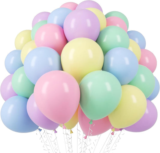Voircoloria 110pcs Pastel Balloons - 12-Inch Macaron Latex Party Balloons for Celebrations & Events