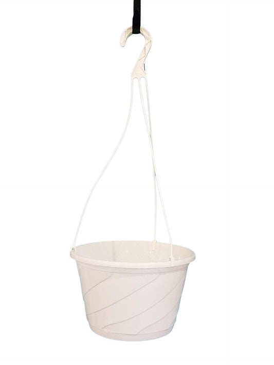 Landmark Plastics 10" Diameter Contempo Swirl Hanging Basket, Green or White (5, White)