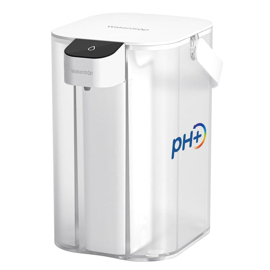 Waterdrop Alkaline Electric Water Filter Pitcher, Rechargeable Water Dispenser, Instant 200-Gallon 15-Cup Countertop Purifier, Reduce PFOA/PFOS, Chlorine, Lead, White, with 1 Filter