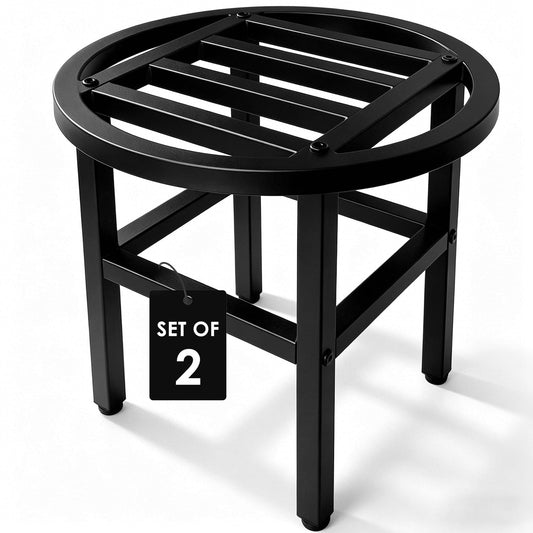 Hongsane Plant Stand Indoor Outdoor,13" Round Metal Plant Stands Riser,Heavy Duty Wrought Iron Pedestal Holders for Large Flower Pot,Outside Rust-Proof Black Flower Display Shelf for Patio,2-Pack