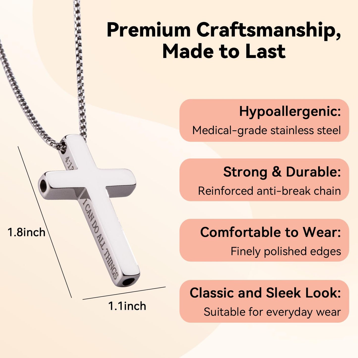 FUNPAR Cross Breathing Necklace for Anxiety Relief and Relaxation, Breathlink Design Quit Smoking Aid, Stainless Steel Mindfulness Tool to Calm, Stylish Wellness Gift for Adults(Silver 6:34)