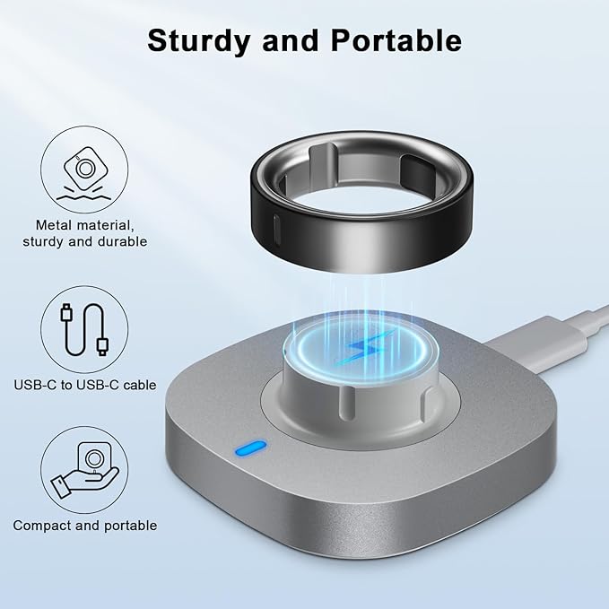 Compatible with Oura Ring Gen 4 Charger Size 5, Fast Charging Dock with USB-C Cable