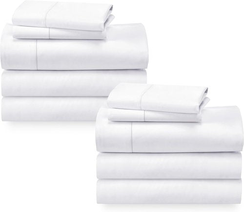 California Design Den Split King Sheet Sets - Soft 100% Cotton Sateen - Extra Soft & Breathable - Bright White (2-Pack)