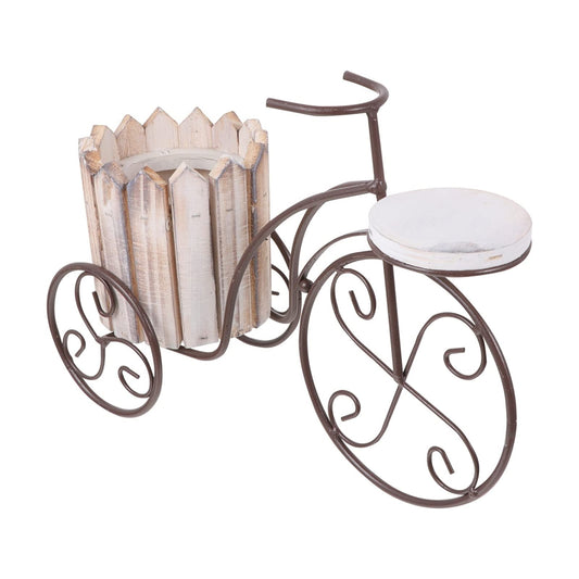 LUUYYI Plant Stand Plant Stand Wrought Iron Bike Plant Stand Rustic Style Bicycle Flower Pot Cart Holder Flower Basket Home Garden Desktop Decoration Flower Stands, A