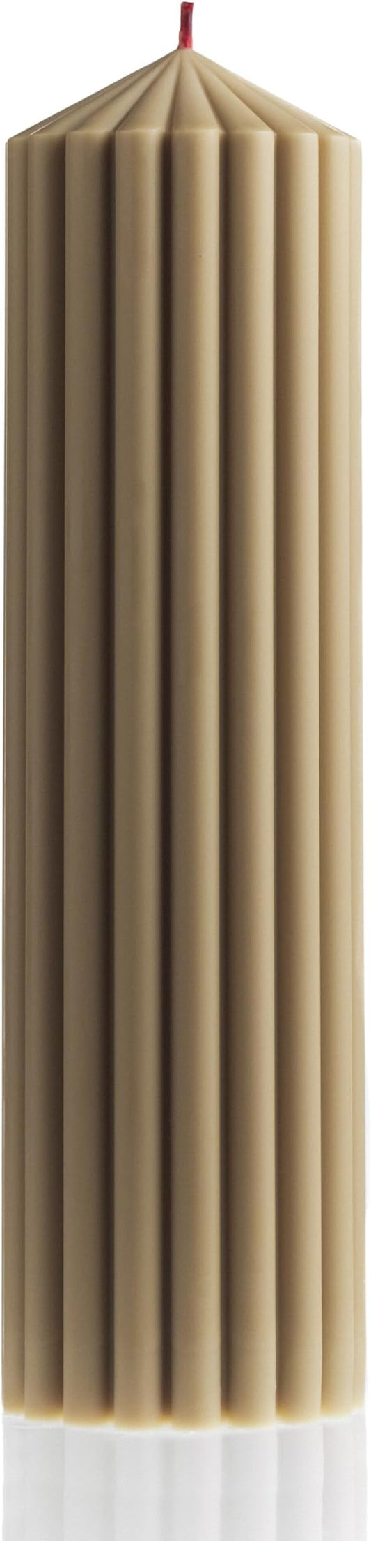 LAWA Ribbed Peak Pillar Candle - Large Beautiful Handmade Pillar Scented Soy Wax Candle Elegant Bubble Aesthetic Candle Housewarming Gift Home Room Shelf Decor Idea Olive Beige (Large)