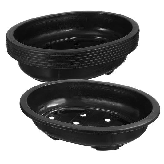 Kisangel 6pcs Large Oval Gardening Pots Plastic Plant Containers with Drainage Holes for Outdoor Indoor Flower Pots Planters Suitable for Garden and Patio Use