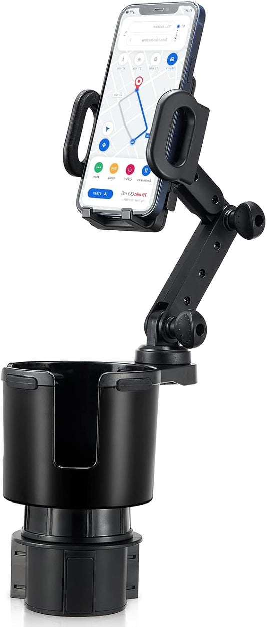 2-in-1 360 17 4.13", 3.78" This Hill Car Cup Holder Expander with Adjustable Base & Rotating Phone Mount, Compatible