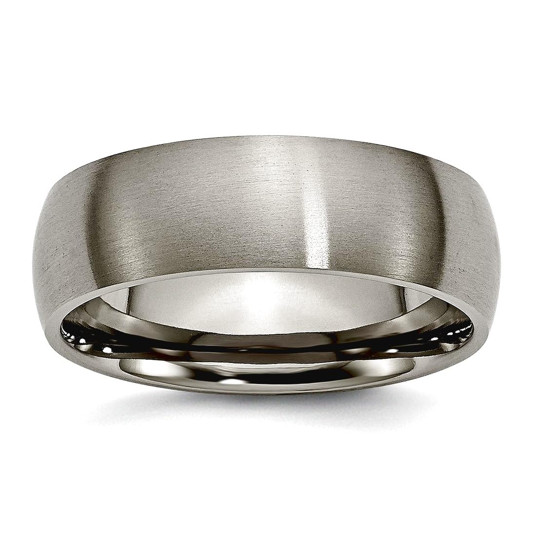 JewelryWeb Titanium Half Round 7mm Brushed Band Ring Size 11 Ring for Women and Men